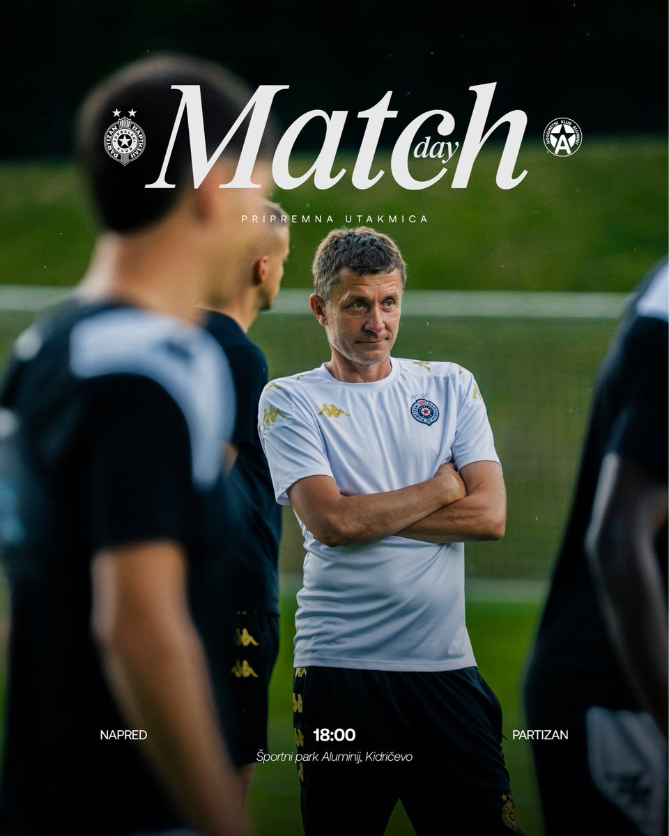 FKPartizanBG's tweet photo. Fudbaleri Partizana danas u 18h odigraće drugu kontrolnu utakmicu na pripremama u Sloveniji. ⚫️⚪️

Protivnik će biti osvajač kupa Slovenije NK Aluminij a utakmicu možete pratiti na jutjub kanalu Partizan Beograd, kao i na TV kanalu Arena Premium 2. https://t.co/f1QDNINpGO