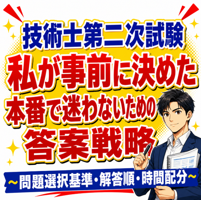 pe_metals_O's tweet photo. 【私の体験談】

私が技術士第二次試験を受験した頃、
本番で迷わないように問題選択基準・解答順・時間配分を
あらかじめ決めて本番に臨みました。

試験時間：
必須科目Ⅰ：120分　／　答案3枚  
選択科目（Ⅱ-1・Ⅱ-2・Ⅲ）：3時間30分　／　合計6枚

つまり、
選択科目は、必須科目Ⅰに比べて
時間がかなりタイトな感じです。

私の問題選択の基準：
「自分の業務経験と結びつけやすいか」
これを一番の判断基準にしていました。

本番では迷いすぎず、
自分の経験・知見を活かして答案を組み立てやすい問題を
短時間で選ぶことを意識しました。

解答する順番：
私は選択科目を以下の順番で解くことに決めていました。
1. Ⅱ-2（2枚答案）
2. Ⅲ（3枚答案）
3. Ⅱ-1（1枚答案）
その理由は、
構成をしっかり考える必要がある問題から先に取り組み、
最後にコンパクトなⅡ-1を解答した方が
時間管理がしやすかったからです。

時間配分の目安：
問題Ⅰ（必須）　120分／3枚
・骨子検討　→　30分まで
・答案記述　→　80分まで（1枚あたり約25分）
問題Ⅱ-2　60分／2枚
・骨子検討　→　20分まで
・答案記述　→　40分まで（1枚あたり約20分）
問題Ⅲ　90分／3枚
・骨子検討　→　20分まで
・答案記述　→　70分まで（1枚あたり約22～23分）
問題Ⅱ-1　30分／1枚
・設問確認・骨子検討　→　10分まで
・答案記述　→　20分まで

この時間配分以外の
選択科目での残り約30分、必須科目での残り約10分は、
以下の調整時間として確保しておこうと考えました。
・設問読解
・問題選択の判断
・答案用紙余白への回答項目の枠組み記入
・誤字脱字の確認
・予定超過分のバッファ（これが重要！）

この時間を設定したことで、本番では最後まで焦らず書き切ることができました。

もちろん、これが正解ではなく、
あくまで参考例として示した、私の戦略です。

大事なのは
「自分なりの進め方を試験前に決めておく」
ことです。

明確な基準があれば、
本番中に「今何分経過だから、 予定通りか？」
と確認しながら進められます。

技術士第二次試験まで、あと18日！📅
私の体験談が、少しでも参考になれば幸いです。

#技術士 #技術士第二次試験 #技術士試験 #金属部門