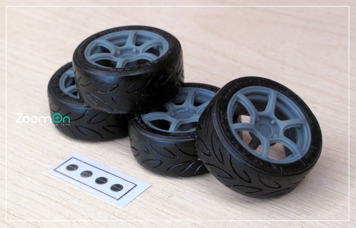 somtakapi's tweet photo. Zoomonから、新ホイール発売。1/24 Rays Gram Lights 57C6 rim set 15''-18''inch。ホイールサイズは15inchから18inchの4種類でメタルステッカーがセットです。価格はホイールのみでHKD102(約2100円送料別) タイヤ込みでHKD138(約2900円送料別)。#Zoomon https://t.co/a831g8ONMR