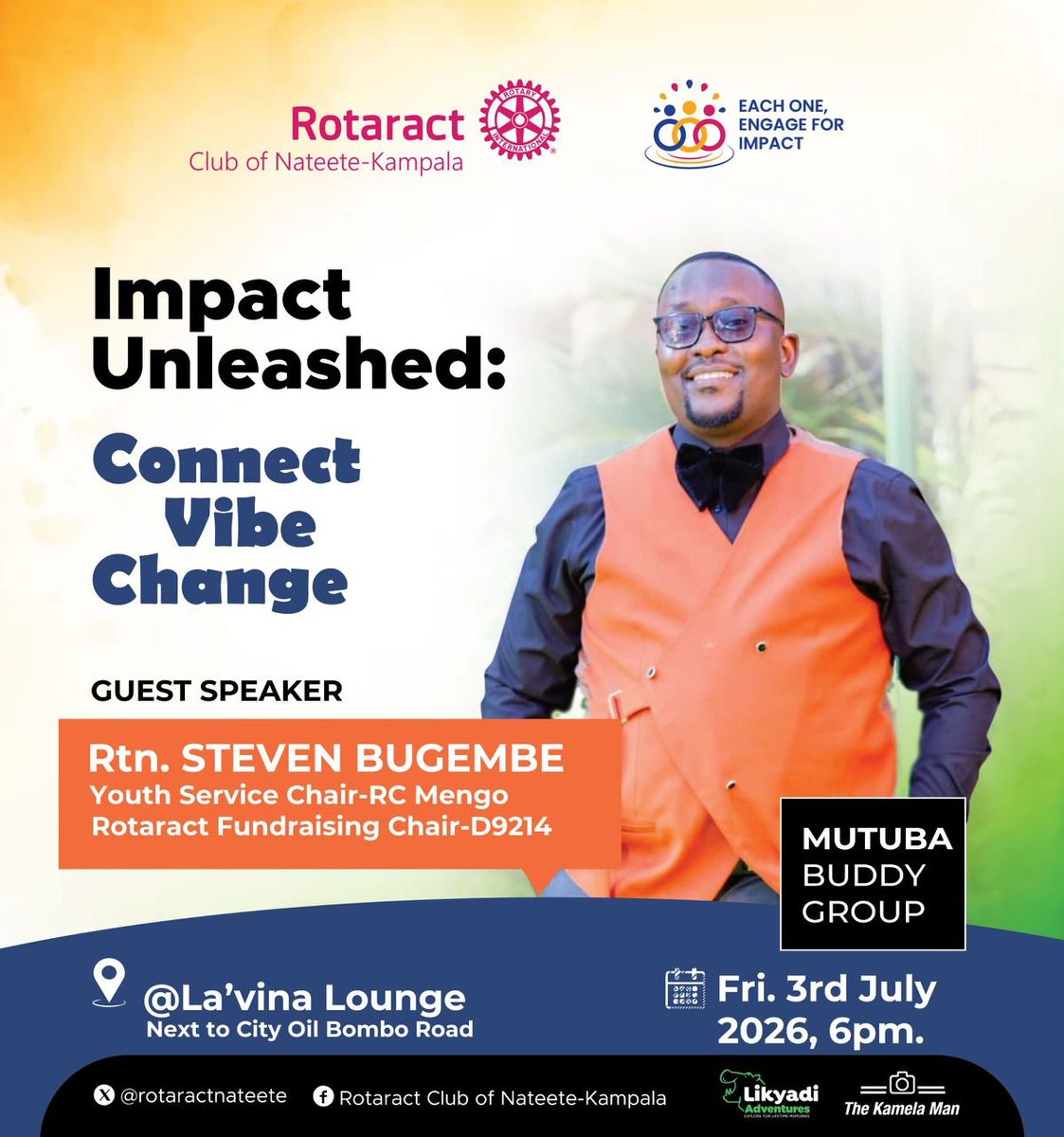 RCTmakindyeWest's tweet photo. Tomorrow, Friday, 3rd July, our PP, Past POP @Bugembe_steve will proudly represent the Honchos in his capacity as Youth Chair, @RCMengo1988 as he joins the @rotaractnateete to officially unleash the Impact Year under the leadership of President Angel.
#ImpactYear #Rotaracts https://t.co/9zvIbBYioC