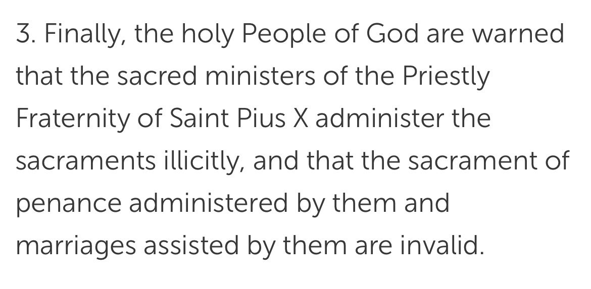 robbertleusink's tweet photo. The Vatican is now just making things up.

Even actual schismatics, like Copts, Eastern Orthodox etc. have valid marriages and confessions.

Validity does not flow from the Pope figure.

Another example of Vatican II managerialism. https://t.co/Htf2k1HQTq