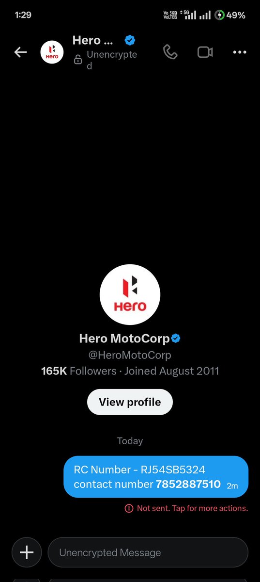 Trivedi067's tweet photo. @HeroMotoCorp Private message send kar raha hu lekin send nahi ho raha hai
Muje to aap 100% fraud lag rahe ho https://t.co/jyh9p8wDfy
