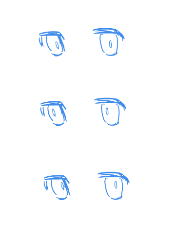 yuuyuuyuuyuu's tweet photo. 絵の話題については自信がないので基本黙ってるのだけど、瞳孔については漫画の表現として意図的に変な使い方をしてるのでこんなのもいるんだな程度にぼそりと。

見栄え的に目の向き・形を変えたくないけど視線（意識）だけは調整したい時にこう…デフォルメの強い記号絵じゃないと使えないけど便利なのよ。瞳孔。

自分はこれをのび太君の目方式、またはカマキリの目と呼んでいる