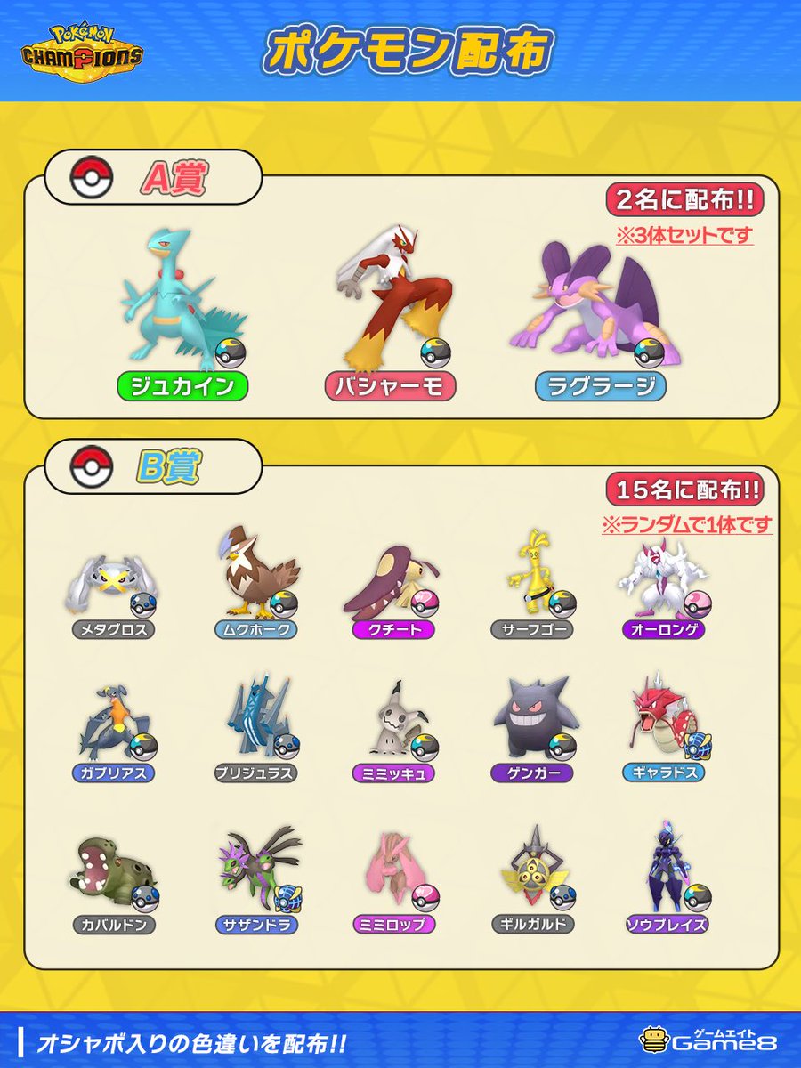 pokemon_game8's tweet photo. ⋱ ポケモン配布開催✨ ⋰
￣￣￣￣￣￣￣￣￣￣￣￣
️✉️参加方法
①下記のダメ計でお気に入りの調整をスクショ📸
▶ https://t.co/VUOCzUqfN4
②#game8ポケモン配布 を付けてスクショ画像をツイート

受賞者の方にはHOMEor該当ソフトでお渡しします!!

#ポケモンチャンピオンズ
ツイート例は↓↓↓ https://t.co/ymYjMlvfu4