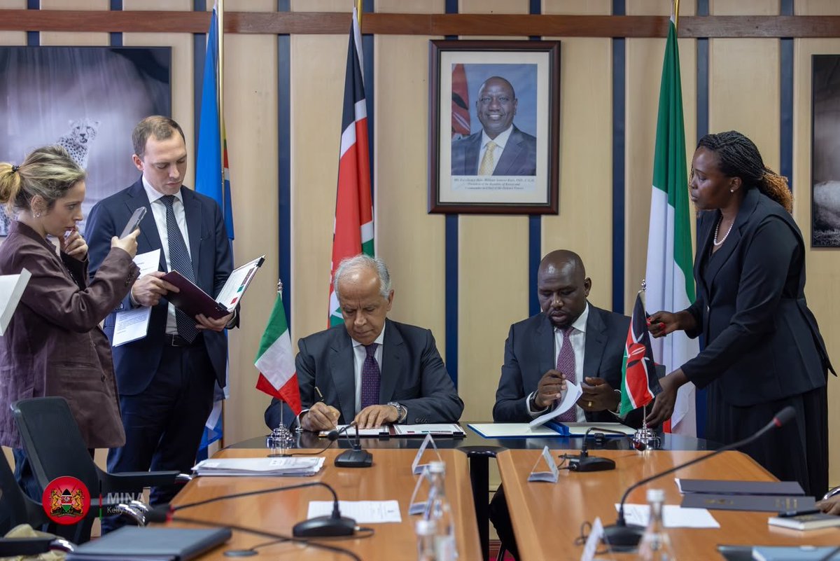 ray_omollo's tweet photo. Joined the Kenyan delegation, led by Cabinet Secretary Hon. @kipmurkomen, during the signing of a Letter of Intent on Security Cooperation between Kenya and Italy.

The ceremony was held alongside the Italian delegation headed by Minister of the Interior @Piantedosim.

The signing underscores the shared commitment of Kenya and Italy to deepen security collaboration and strengthen efforts to address emerging security challenges. 

It also gives practical expression to lessons drawn from Kenya's benchmarking visit to Italy, which demonstrated that policing is most effective when institutions work together under a shared framework.l