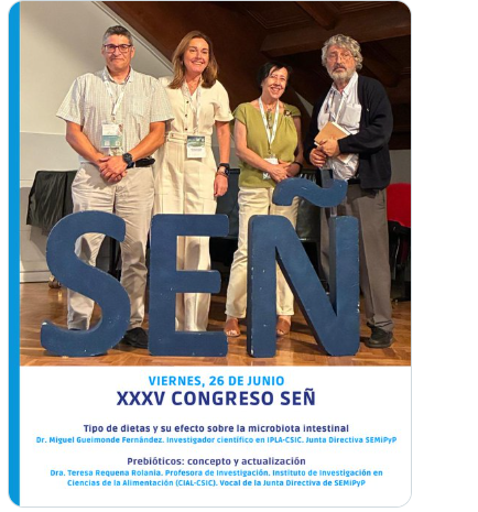 iplacsic's tweet photo. Miguel Gueimonde investigador @iplacsic ha participado en el XXXV Congreso SEÑ con la ponencia: Tipo de dieta y su efecto sobre la microbiota intestinal.
#SEMiPyP #Microbiota #Prebióticos #Nutrición #CongresoSEÑ https://t.co/LwbgFJ46mM