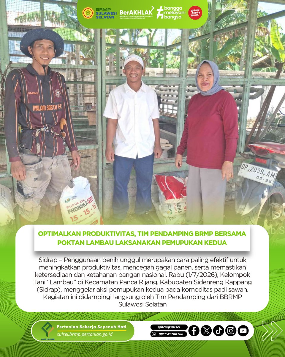 brmpsulsel's tweet photo. Optimalkan Produktivitas, Tim Pendamping BRMP Bersama Poktan Lambau Laksanakan Pemupukan Kedua
https://t.co/5ijXrZ4mNI https://t.co/LDCebI63hN