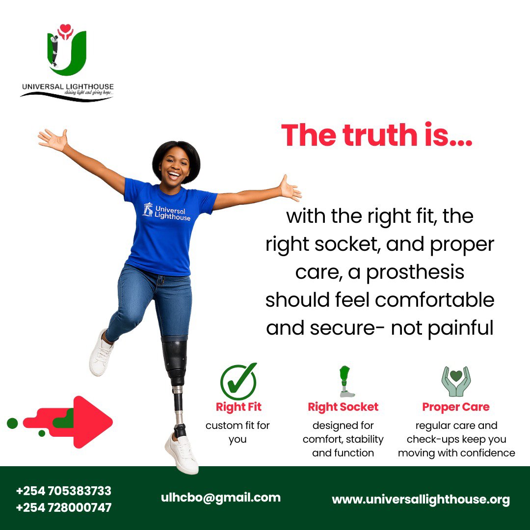 ULHouseCBO's tweet photo. A prosthesis doesn't just restore mobility; it restores confidence, independence, and possibility. Every step forward is a testament to resilience and hope. At Universal Lighthouse, we're committed to helping people reclaim their lives, one step at a time. 💙 #MobilityMatters https://t.co/AnyGGllty8