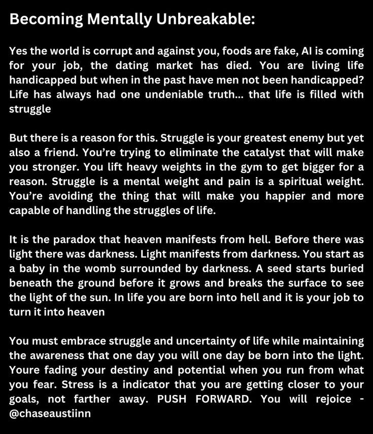 KnowledgeOfOld's tweet photo. Becoming mentally unbreakable 📌 https://t.co/ZvSOk1wIUq