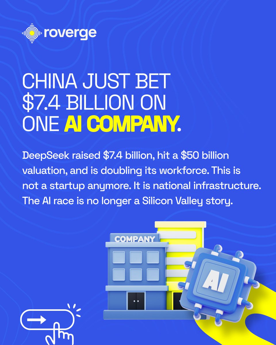 roverge_DL's tweet photo. Cheaper AI is coming. DeepSeek raised $7.4B and is scaling like national infrastructure. The AI race is now global.

Closer to home, NITDA announced Nigeria's plan to become Africa's AI hub. And the CBN directed every Nigerian fintech to store payment data locally. https://t.co/VS3lPP3mbq