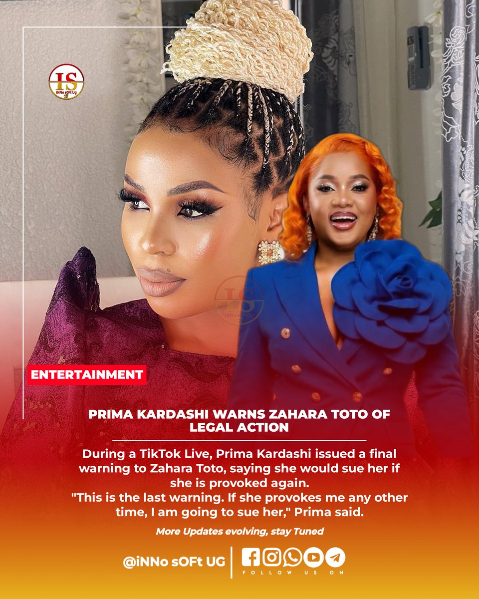 innosoftug's tweet photo. During a TikTok Live, Prima Kardashi issued a final warning to Zahara Toto, saying she would sue her if she is provoked again.

"This is the last warning. If she provokes me any other time, I am going to sue her," Prima said. https://t.co/QQ3zZRXu6h