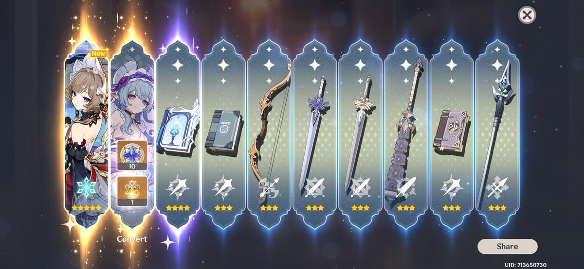 tuulentaival's tweet photo. hit hard pity but i got her <3 and my first time getting two 5* characters in the same ten pulls https://t.co/905GwEdik8