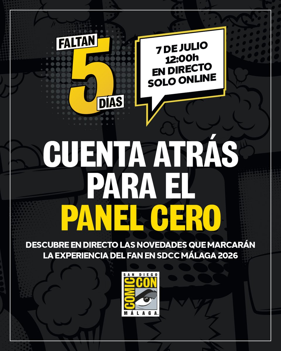 comicconmalaga's tweet photo. 🇪🇸 7 DE JULIO | PANEL CERO. ⚡ El próximo martes, a las 12 del mediodía, en streaming.
COMIENZA LA CUENTA ATRÁS.

🇬🇧 JULY 7 | PANEL CERO. ⚡Next Tuesday, at 12 noon, streaming live.
THE COUNTDOWN BEGINS. https://t.co/YthoZqhFMh