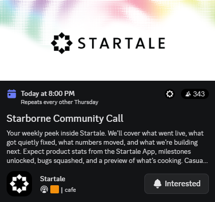 StartaleBD's tweet photo. আজকে বাংলাদেশ টাইম রাত আট টা, Starborne Community Call হতে যাচ্ছে। কেউ ভুলো না, সবাই জয়েন করো।

@StartaleGroup @StartaleApp https://t.co/DtRTlMw7RI