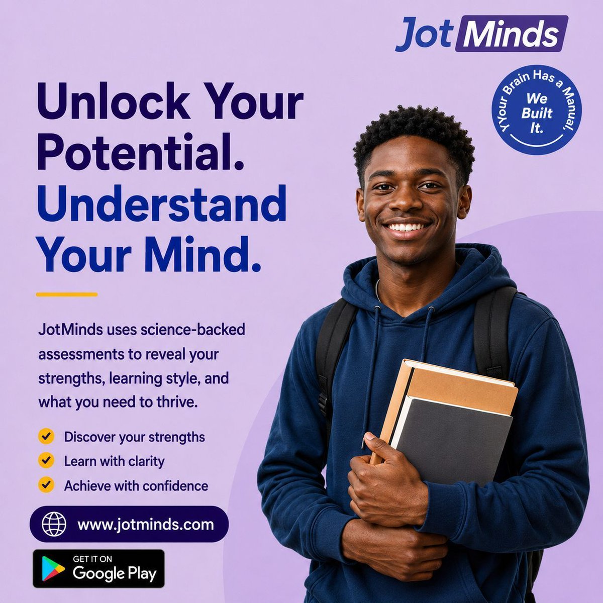 JotMinds's tweet photo. Your brain has a manual. We built it. 🧠
Unlock your potential with science-backed assessments. Get started 👉 https://t.co/wjNS1CIpXn
#JotMinds https://t.co/Dq3Z62AYP0
