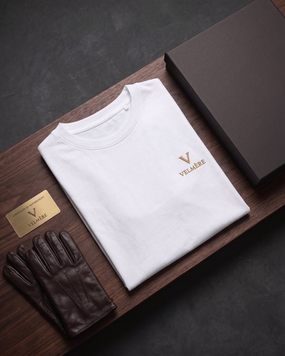 markvelmere's tweet photo. Authenticated luxury. The board is set.
▪️ Ivory Heavyweight Cotton
▪️ High-Density Gold Crest
▪️ Forged Metal Certificate of Authenticity
The physical manifestation of Smart Money. No noise, just verified excellence.
#StealthWealth #QuietLuxury #SmartMoney #Velmere #PremiumStreetwear #WhiteGloveService #LuxuryLifestyle #Web3Community #EliteMindset #CryptoWealth