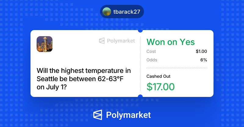 tbarack27's tweet photo. Seattle is being Seattle.

@Polymarket https://t.co/ViwsFegdq0
