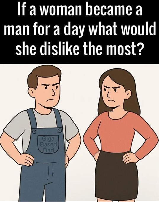 KenFarmerTV's tweet photo. We have samples to draw from on this. Both women who have pretended to be men for social experiments, like Norah Vincent, and trans men often say they same thing. And that is that society and most people in it are suddenly cold to you all the time. 

Its a real shock for most women.