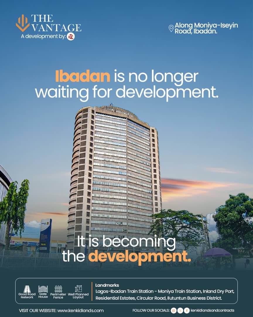 Kenkidlands's tweet photo. Ibadan isn't waiting for growth, it is the growth 📈🏙️
With expanding infrastructure, strategic connectivity, and rising opportunities, The Vantage places you at the heart of the city's transformation.
Start with just ₦200,000 and Own The Advantage 🏡✨
#RealEstate #Moniya https://t.co/Mendi4EYuF