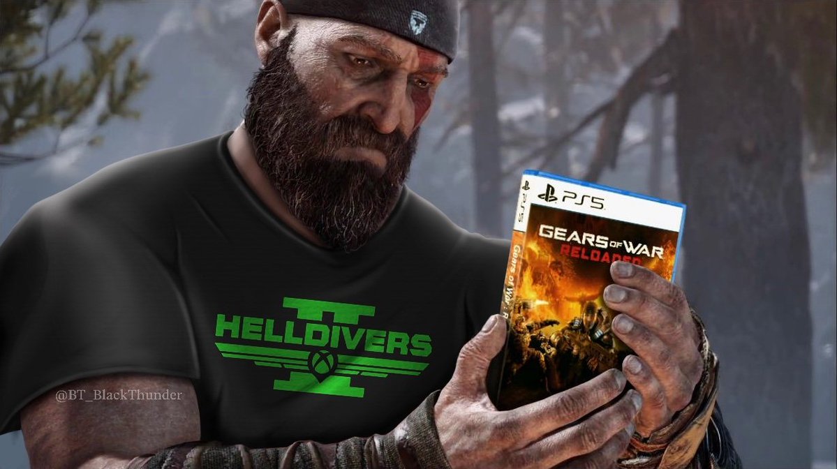 BT_BlackThunder's tweet photo. 2028 marks the end of Kratos holding PlayStation discs memes. It's over 😞 https://t.co/QvNAEGSn0B