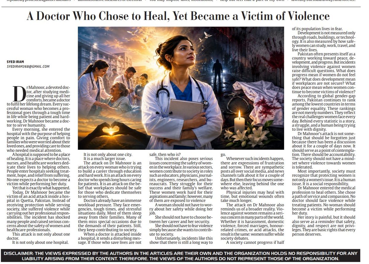 valley_women_'s tweet photo. Opinion | A Doctor Who Chose to Heal, Yet Became a Victim of Violence
https://t.co/KXNB7086t7
On National Doctors' Day, we celebrate those who dedicate their lives to healing others. Yet, this incident continues to flash through our minds. https://t.co/6WwgEwLGvR