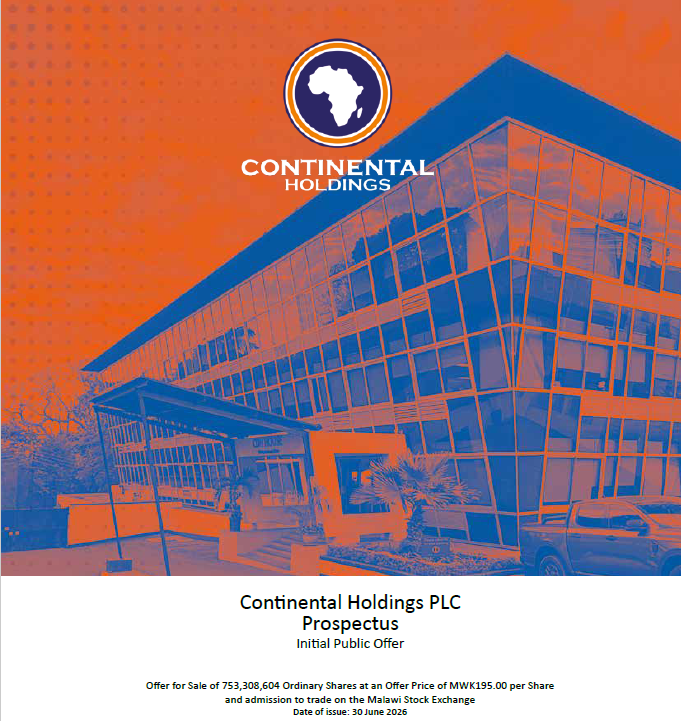 MalawiStock's tweet photo. 📢The Continental Holdings PLC Initial Public Offer (IPO) Prospectus is now available for download.
Find out everything you need to know about:
✔️ The company
✔️ The offer
✔️ Key dates
✔️ How to participate
📥 Click the link https://t.co/lqOd3OZdbN to download the Prospectus. https://t.co/thW68pXw3x