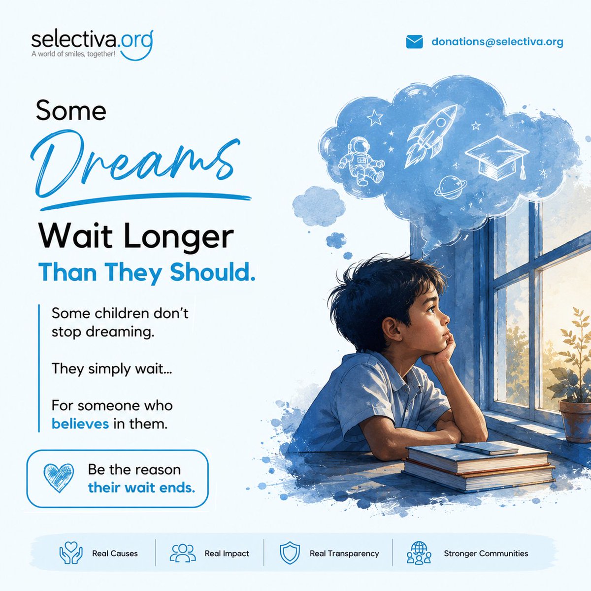 SelectivaOrg's tweet photo. Some dreams never fade... they simply wait for someone to believe in them.
Behind every child with big dreams is a hope for a brighter tomorrow. Sometimes, all it takes is one person to open a door that once seemed out of reach.
Visit https://t.co/MAUAggFrxt https://t.co/QKoAA0kDbS