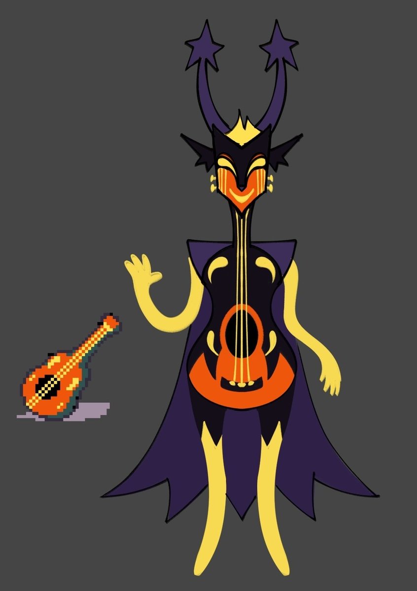 TwilightTyto's tweet photo. Behold! December's guitar. 

The world boss of Dess' room. A crazy old badass witch/rockstar lady! Definitely not an accumulation of Dess' power fantasies. #deltarune https://t.co/MjUMxnM46p