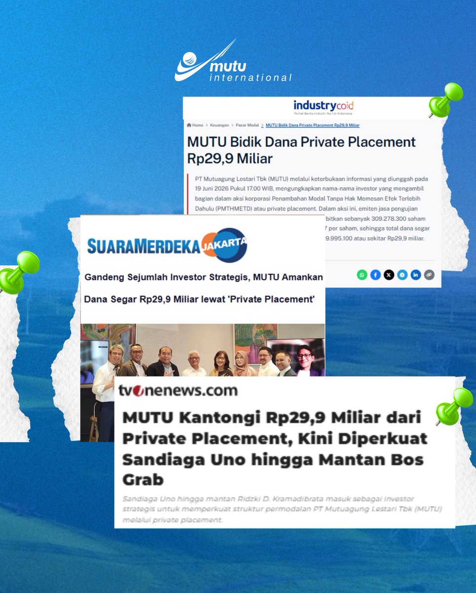 MutuInfo's tweet photo. Ikuti terus perjalanan MUTU dalam menghadirkan inovasi dan menciptakan nilai bagi seluruh pemangku kepentingan.

#MutuInternational #PrivatePlacement #TestingInspectionCertification #Sustainability https://t.co/xfrj6FE9oA