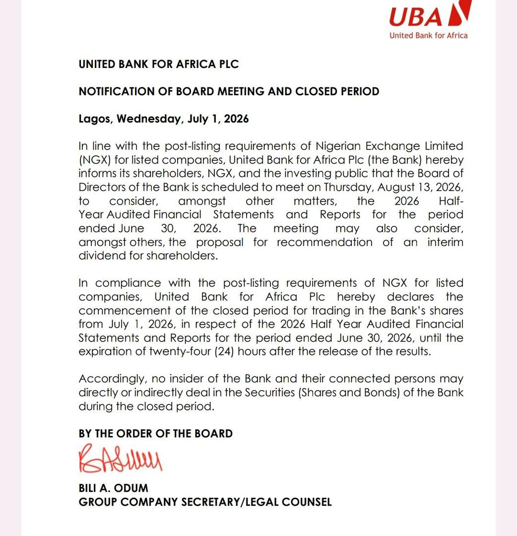 Officially_Kriz's tweet photo. UBA says they are considering paying interim dividend for shareholders. 😁 https://t.co/TuxorZTyzd