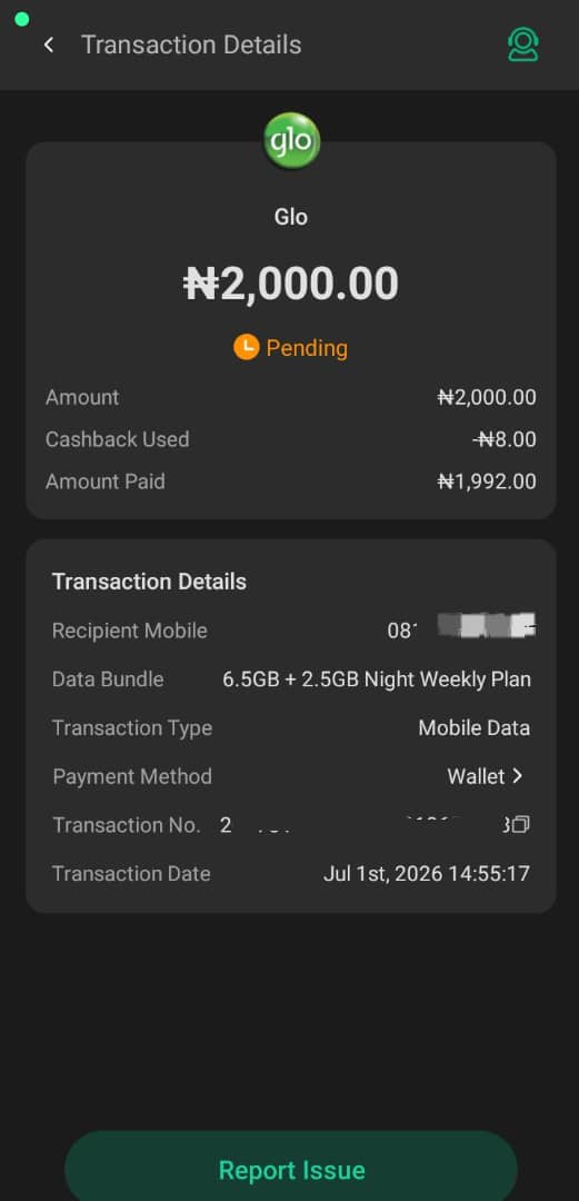 OptionzDadaz's tweet photo. @GloWorld this is bad. I purchased data, but my @OPay_NG transaction is still showing as pending, &amp; my line has not been credited. Why hasn't this issue been resolved? I've seen many complaints from different people experiencing the same problem. It's been hours already. #glo https://t.co/JyzzPsgkhG