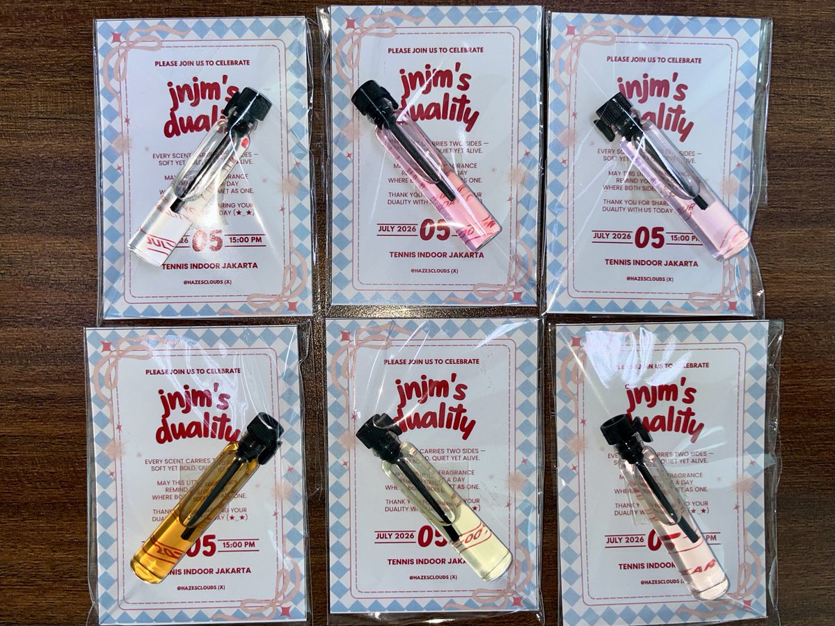 hazesclouds's tweet photo. 2026 NCT JNJM FANMEETING TOUR
DUALITY in JAKARTA

yeay akhirnya gw bisa jadiin nih freebies mini perfume after 2 minggu kerjaan berlalu lalang 🥰

nnt sistemnya siapa yg lucky papasan sm gw, bakal lgsg gw kasih. tapi yg pasti harus cinta mati sama JNJM yhh!! see you di DAY 2!!💗 https://t.co/57QxpA4KV2