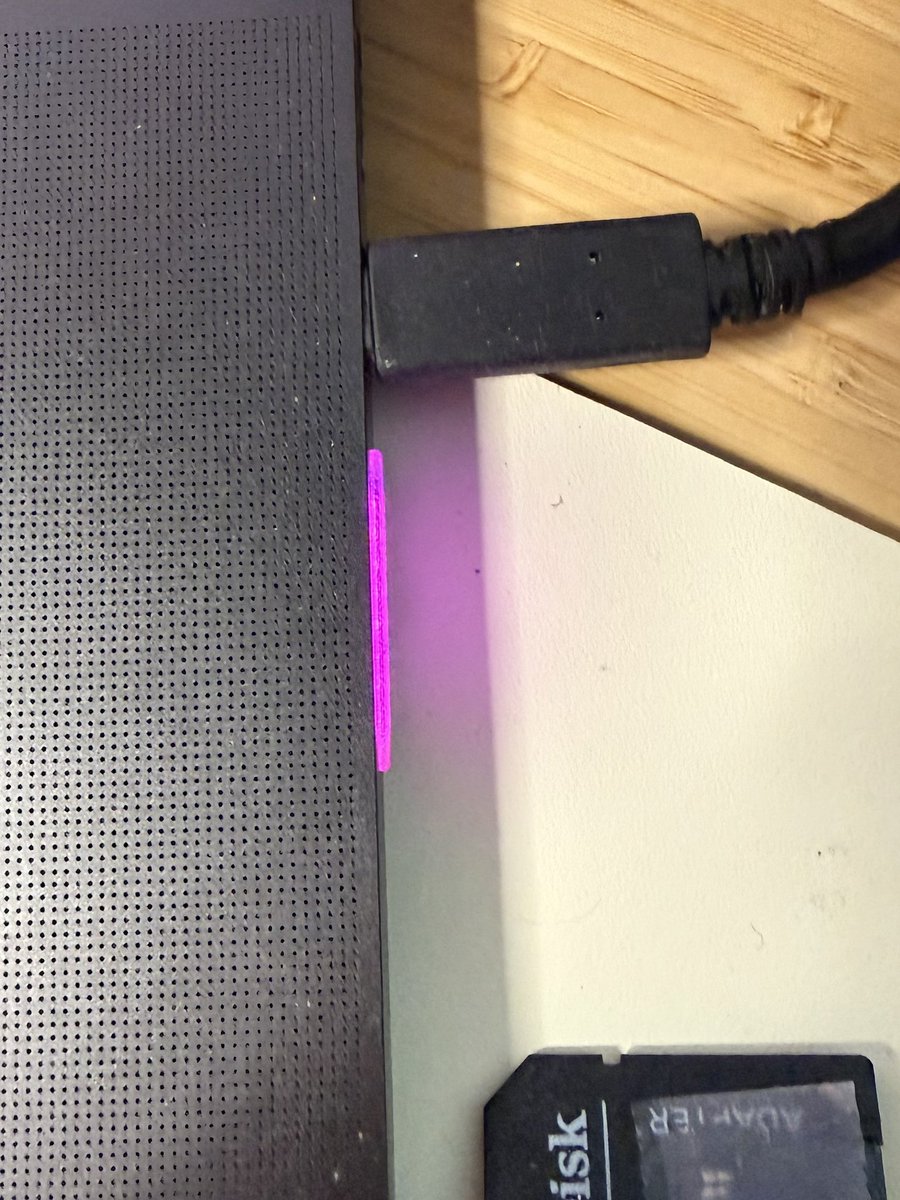 pkuhar's tweet photo. I don’t know,  but sticking out might be better.

today i had them both show agent status. 
and the usb-c on the left was glanceable, and you could notice agent completion… 
while flush mounted sd card slot version was not. 
the slight protrusion on the right photo might be the way to go. its sticking out just a bit. and look good even when off in this fully translucent material.

will do some more experimenting tomorrow. 

* dont compare the brightness between them. its just a setting.