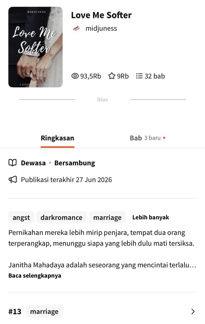 wattpadmenfess_'s tweet photo. /wp/ Gimanaa iniii, cerita ini belum tamat tapi aku udah bingung cara move on nya gimana, plis bagus banget😭😭😭😭 https://t.co/Ni11GS0Loq