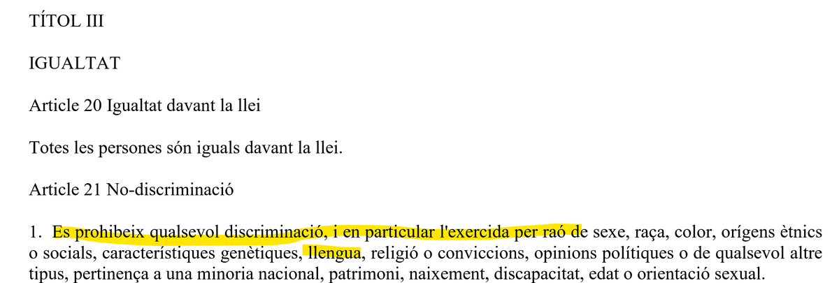 KRLS's tweet photo. La defensa dels drets lingüístics hauria de ser una prioritat del @govern i en especial del seu president, que no hauria de permetre cap abús ni callar davant de denúncies com aquesta. Davant una vulneració flagrant de la Carta dels Drets Fonamentals de la UE, les autoritats haurien d'actuar d'ofici.