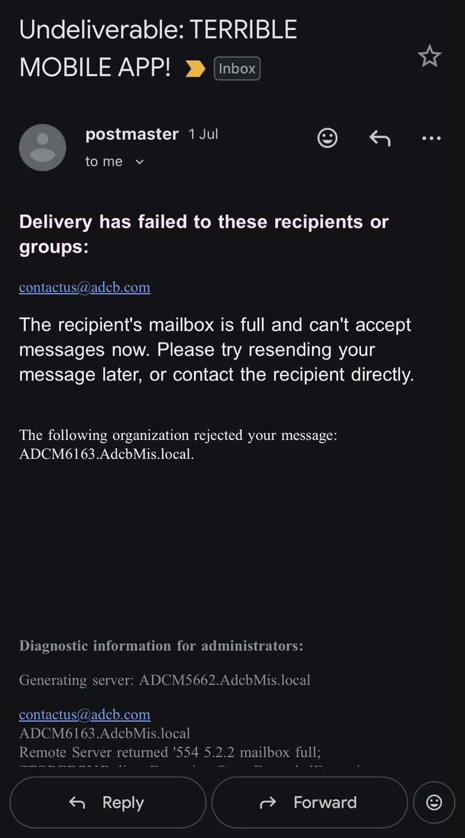 sandra_khanagry's tweet photo. @OfficialADCB This is unacceptable!
App not working, unable to do transfers, check statements or transactions, unable to pay anything online, tap the card, apple pay. Nothing working. Even raising a complaint on app not working. Emails are undeliverable &amp; only auto responses on our queries!! https://t.co/HXFcbQdoDB