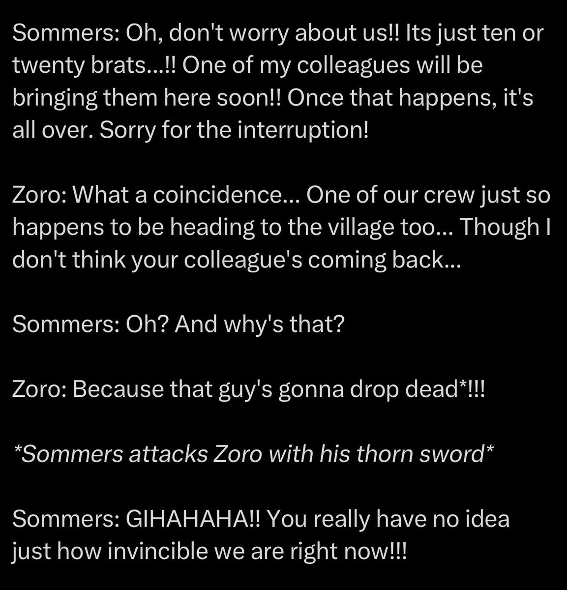 Sanji_nut's tweet photo. Even the Zoro dialogue is just Sanji glaze 😭
Zoro fans gotta learn from their goat

#ONEPIECE1187 https://t.co/x90QvZI3oC