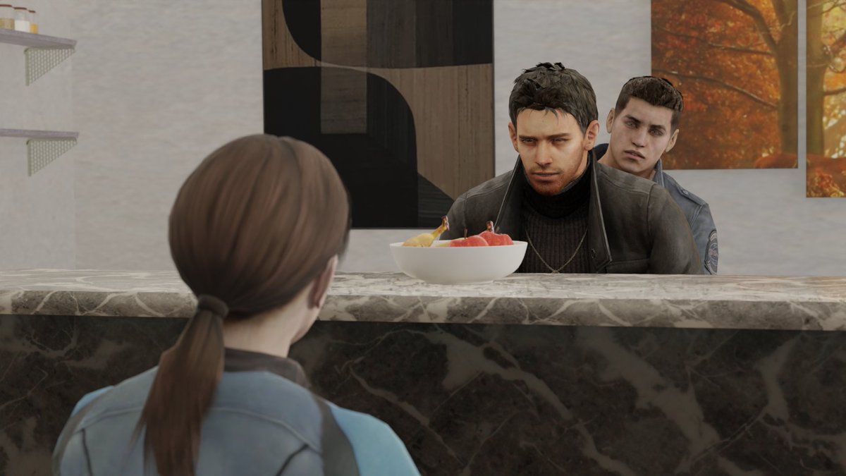 piers_nivans4's tweet photo. #NivanfieldWeek2026 

[Set 4 - Memes]

#JillValentine stopped by to talk to #PiersNivans and #ChrisRedfield but instead they surprise her by doing something right in front of her fruit bowl.

(don't forget to check my page for the rest of the uncensored set <3) https://t.co/nvl1F32ZtI