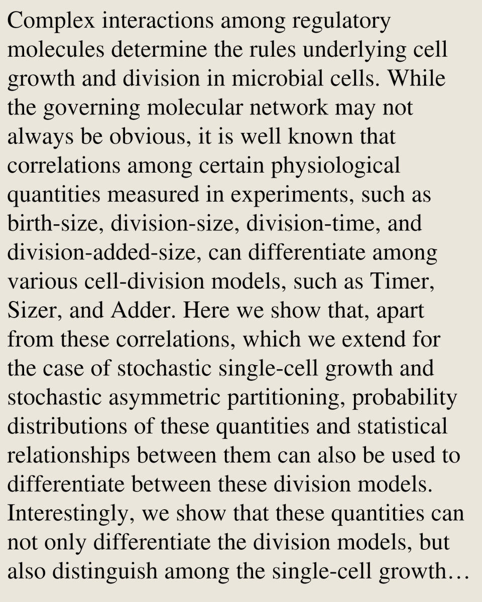StatMechanics's tweet photo. Single-cell-level distributions and relationships can differentiate cell-division and growth models

Vikas, Rahul Marathe, Anjan Roy
https://t.co/xVMX7z9Kot [𝚌𝚘𝚗𝚍-𝚖𝚊𝚝.𝚜𝚝𝚊𝚝-𝚖𝚎𝚌𝚑 𝚌𝚘𝚗𝚍-𝚖𝚊𝚝.𝚜𝚘𝚏𝚝] https://t.co/fiBduPkFWy