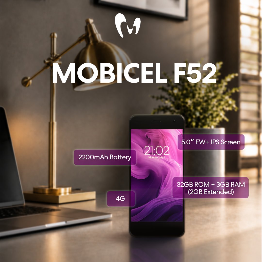 MobicelSA's tweet photo. Meet the Mobicel F52 - compact, capable and ready for everyday use 📱 

With 4G, 32GB storage, 3GB RAM and a 2200mAh battery, it keeps you connected to what matters.

#MobicelF52 #Mobicel https://t.co/imDeUKNxrY