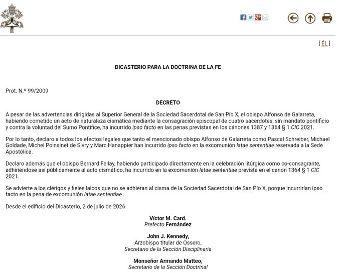 iPakino89_'s tweet photo. Tengo a un sacerdote amigo trabajando dentro de la Doctrina de la Fe y le he agradecido que decretaran automáticamente la excomunión a los lefebrianos. 

La Iglesia cuando responde.. responde con todas las de la ley. https://t.co/mQAX3kIOPG