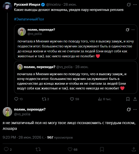 Русский Инцел tweet media