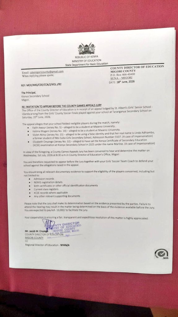 78Kenas's tweet photo. @EduMinKenya @DCI_Kenya @EACCKenya which charges are these levied on schools by your field officers yet sports has a budget with sports jury allocation https://t.co/2BDKRmadfM