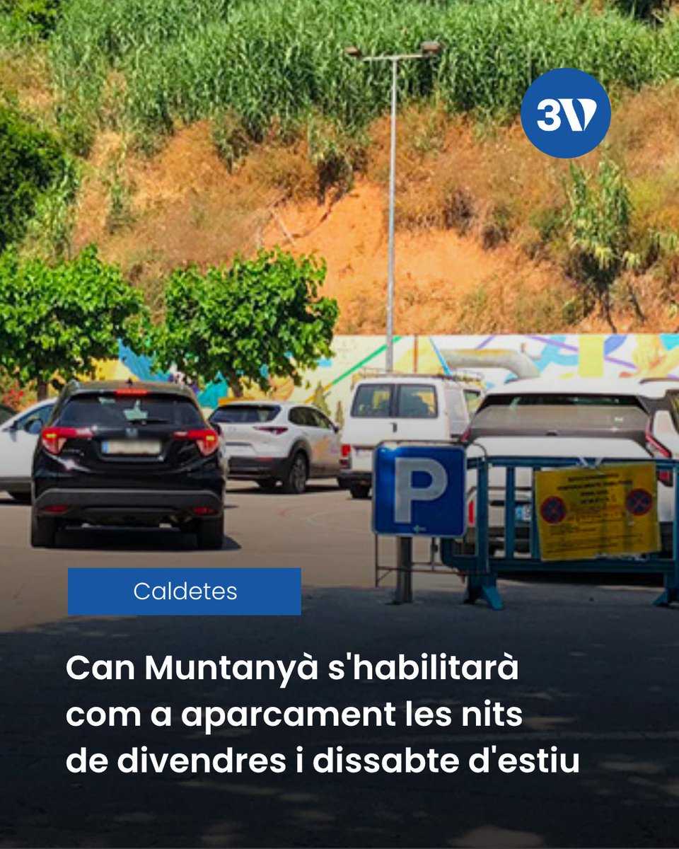 3VilesMedia's tweet photo. 🅿️ Caldetes habilitarà l'esplanada de Can Muntanyà com a aparcament durant les nits d'estiu.

🌙 L'espai estarà disponible els divendres i dissabtes a partir de les 21 hores.

🛍️ La mesura busca facilitar l'estacionament i donar suport al comerç i la restauració local. https://t.co/seYSsWeUv5