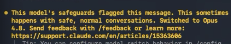 cwp3004's tweet photo. @ClaudeDevs I seem to keep hitting safeguards on general coding.... https://t.co/ImLp9iSGEZ