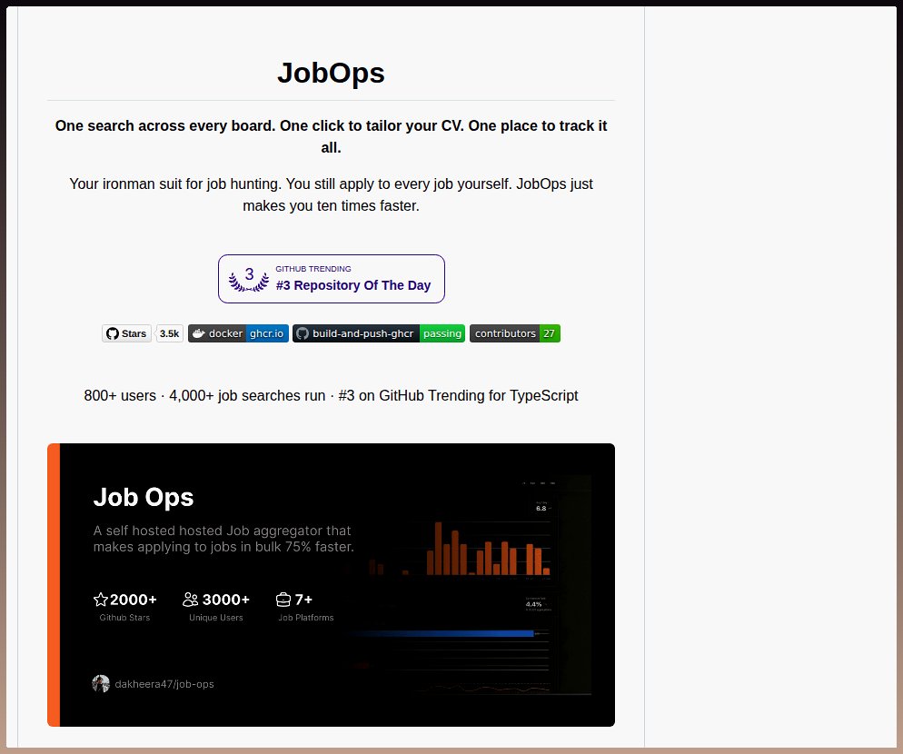 tom_doerr's tweet photo. Searches jobs across multiple boards, rewrites your CV, and tracks applications.

https://t.co/531ZuGS2EY https://t.co/dYI9K1hste