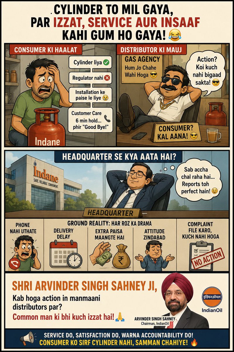 bhatia_rick's tweet photo. Indane Gas in India || Indane Cooking Gas || LPG in India || Distributors are harassing consumers || Indane Locator || LPG services || Enquiry portal Indane LPG || @sahneyas @HardeepSPuri https://t.co/NoHUi92H0z