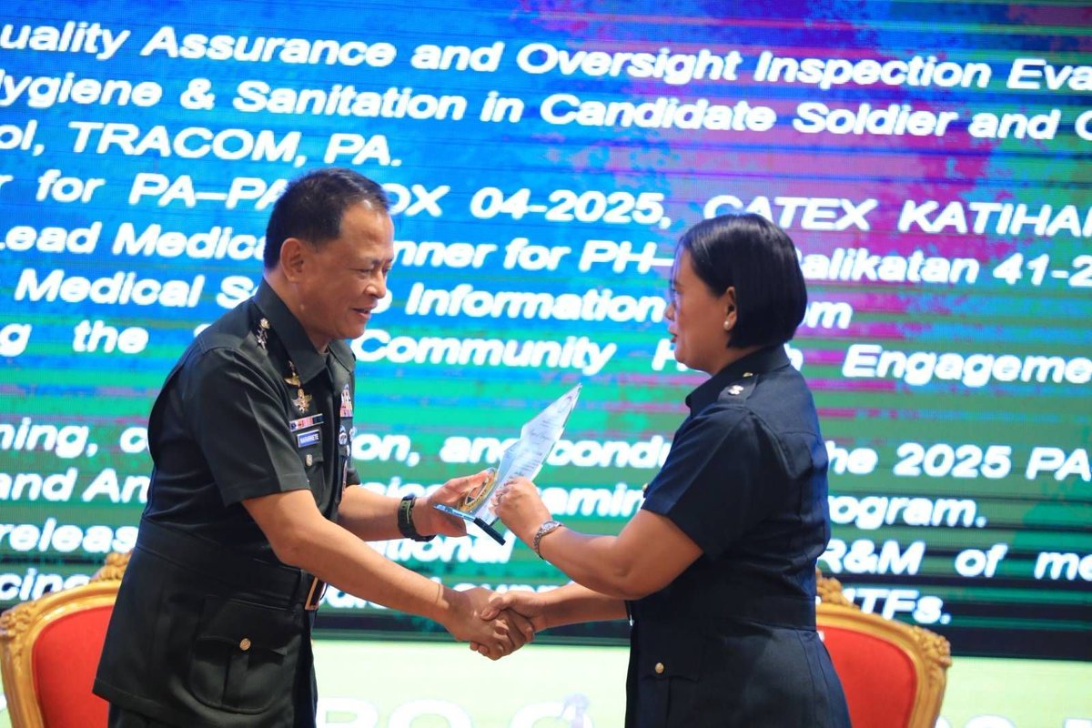 AFPCRS's tweet photo. Military healthcare is ‘strategic necessity’ - Army Chief
#OneAFPOnePhilippines
#StrongAFPStrongPhilippines
#OurSeasOurRightsOurFuture
#ProtectingtheSeasSecuringOurFuture
#AFPyoucanTRUST
#MatatagNaSandigan 🫡🇵🇭 https://t.co/unUbcbXqWY