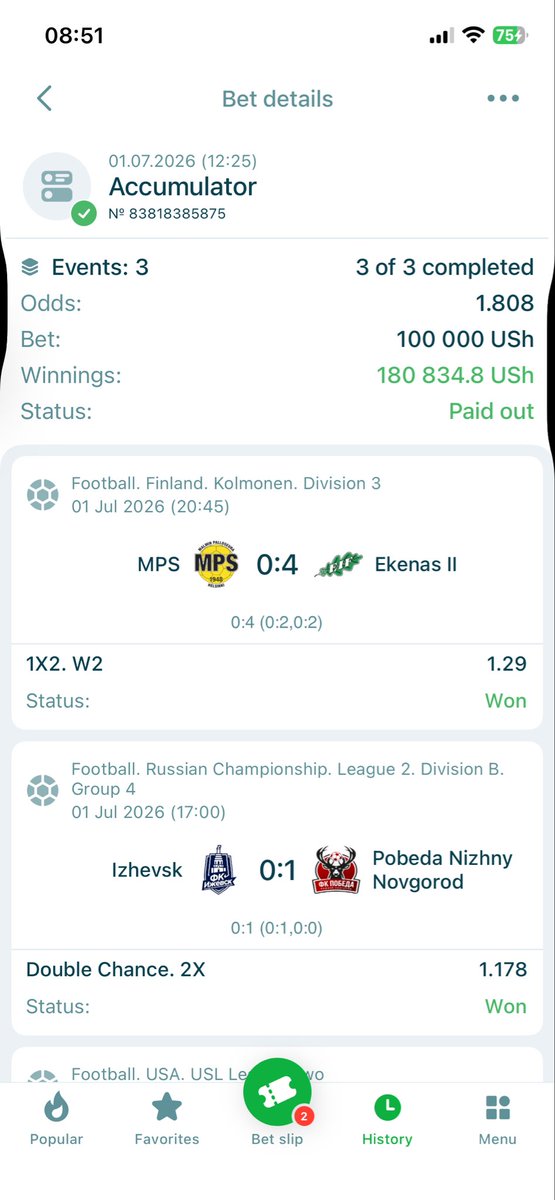 weirdconfessio's tweet photo. π° Cash-out time! β
Another winning ticket.
If you enjoy seeing winning slips, hit Follow so you don't miss the next update.
π Turning research into results, one ticket at a time.
#WinningTicket #CashOut #SportsBetting #BettingCommunity #FootballPredictions #WinningTips #DailyWins #BetResults #SportsPicks