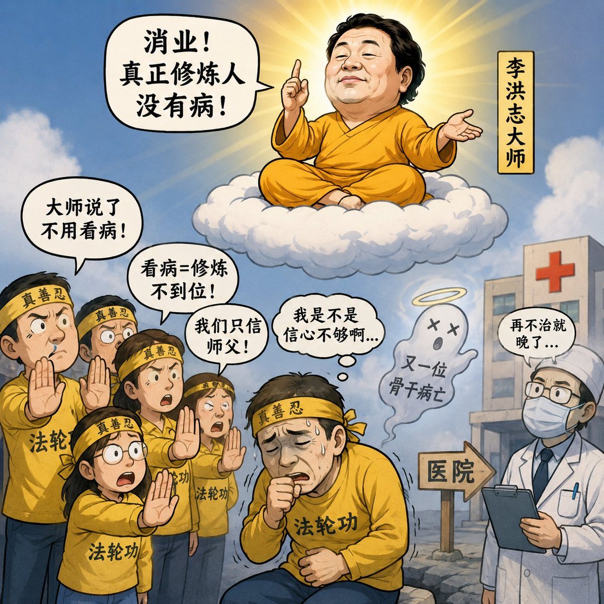 nancy05938966's tweet photo. “法轮功”一直有个很矛盾的地方：它从不公开说“禁止就医”，但内部长期强调“消业”“修炼祛病”“真正修炼人没有病”。于是谁去医院，谁就是修炼不到位，甚至是不够相信李洪志。结果这些年，一个又一个骨干癌症、心梗、重病病亡，就连李洪志本人已经多年很少公开露面外界甚至连他的真实身体状况都不知道 https://t.co/HX1nNk6SMI